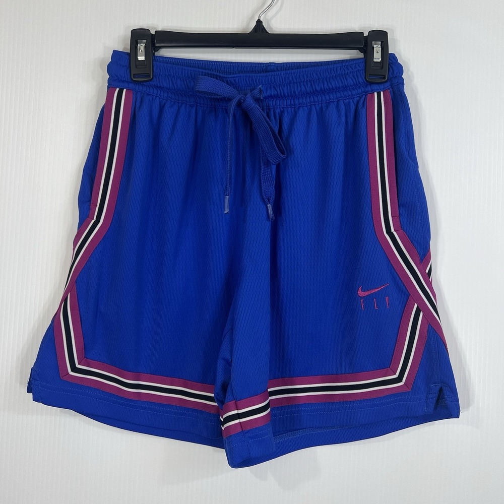 Nike Women's Fly Crossover Basketball Shorts Size Small Blue Pink Black Pockets